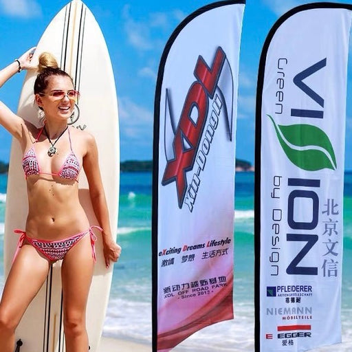 luckyfriend ธงชายหาด Beach Flag สั่งทำ ราคาถูก คุณภาพดี มี 4 ขนาด มีทั้งแบบด้านเดียวและสองด้านให้เลือก - LUCKYFRIEND Thailand