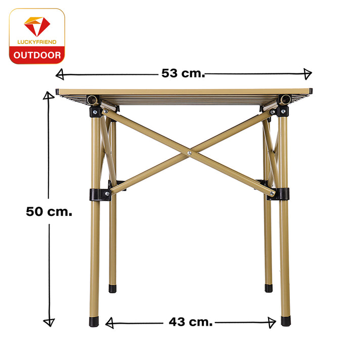 Luckyfriend โต๊ะแคมป์ปิ้ง ม้วนเก็บได้ โต๊ะปิกนิกพับเก็บได้ พกพาสะดวก